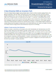 A newsletter titled 'Investment Insights' from Ocean Park Asset Management discusses inflation, Federal Reserve policy, and economic trends. Includes a graph on Core CPI changes from February 2022 to August 2024.
