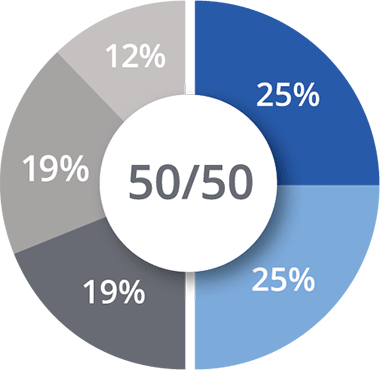 chart of allocation percentages for 50-50 plan